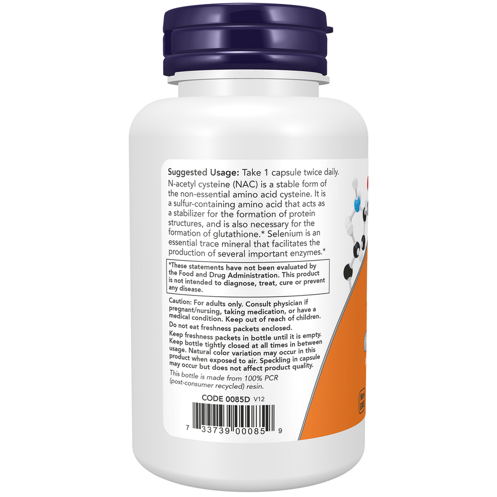 Now Foods NAC 600 mg – pakendi vasak külg