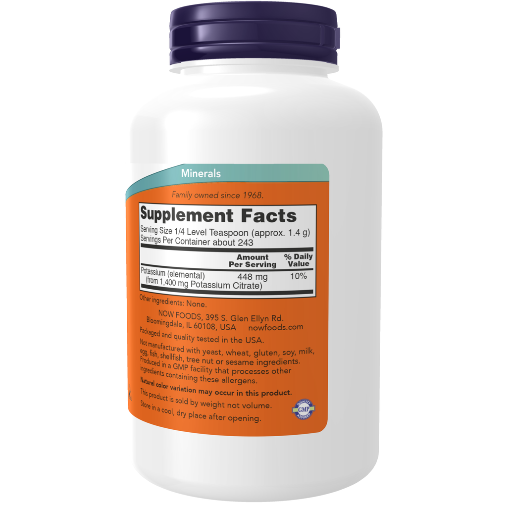 Now Foods kaaliumtsitraadi pulber – koostis