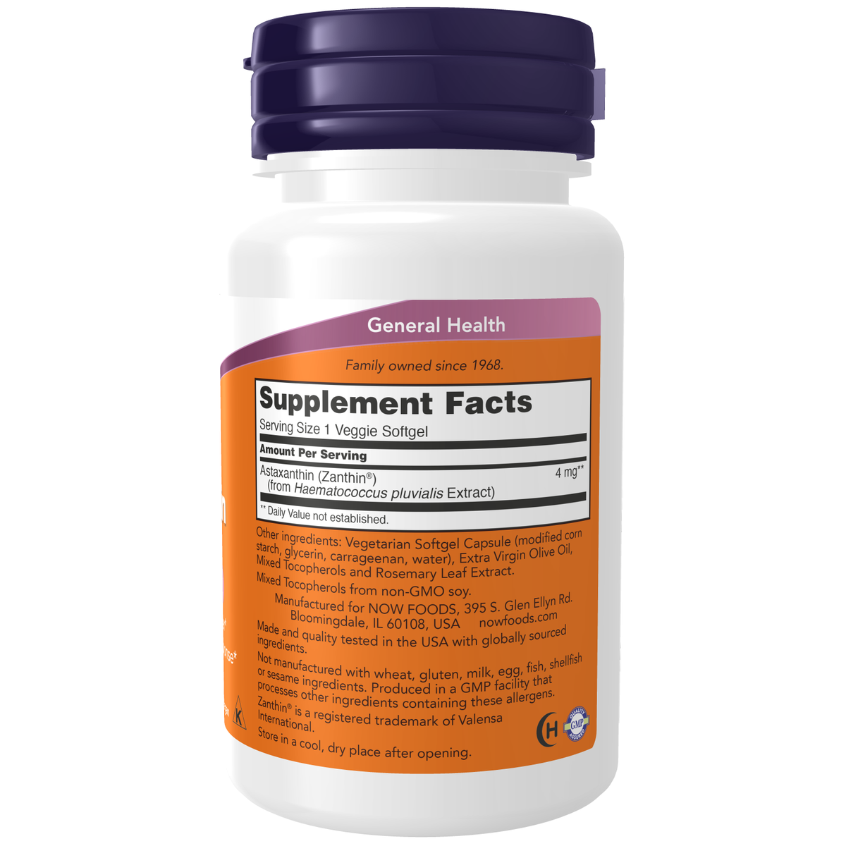 Now Foods astaksantiin 4 mg – koostis