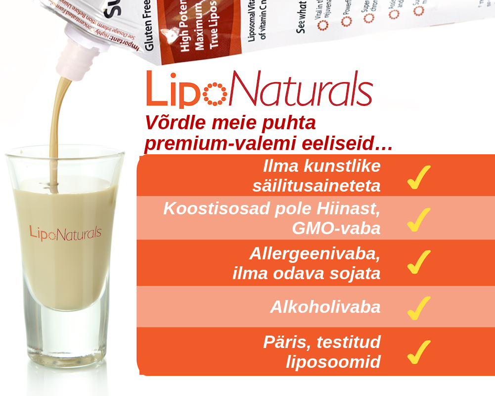 Lipo Naturals liposoomne C-vitamiin – ilma kunstlike säilitusaineteta, GMO-vaba, allergeenivaba ja alkoholivaba