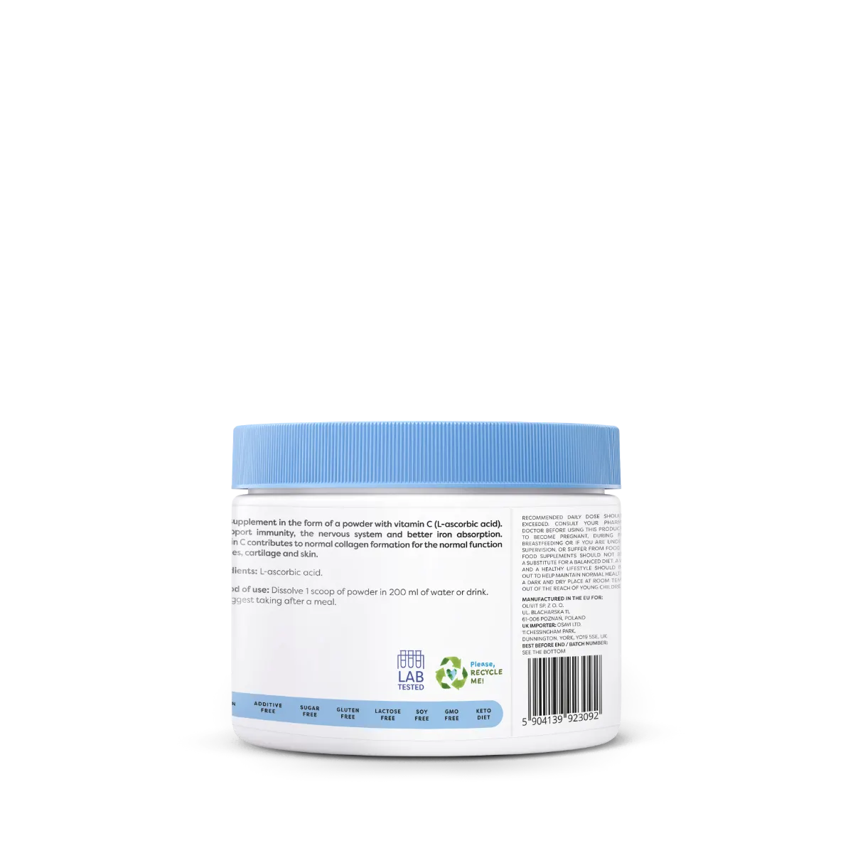 Osavi C-vitamiini pulber 1000 mg 300 g – pakendi külg