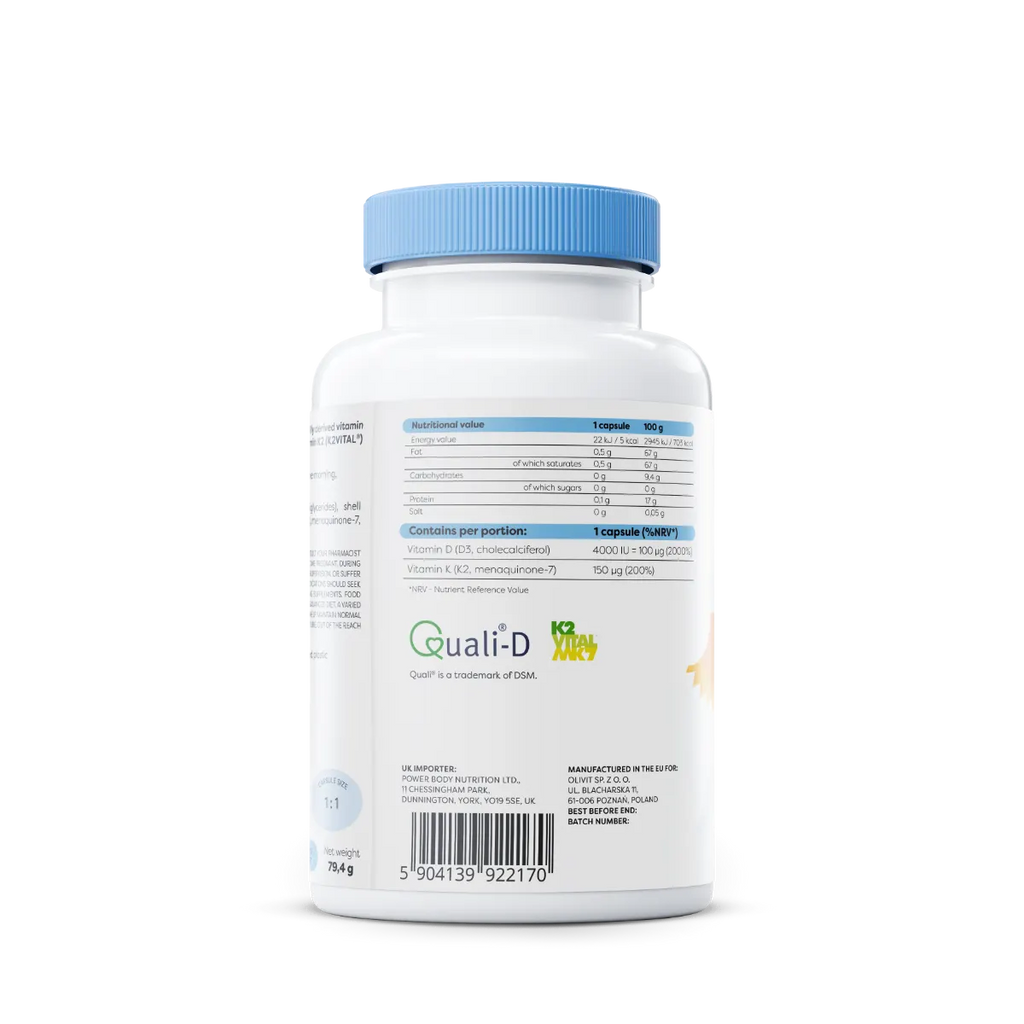Osavi D3 4000 IU + K2 vitamiin 120 kapslit – pakendi külg