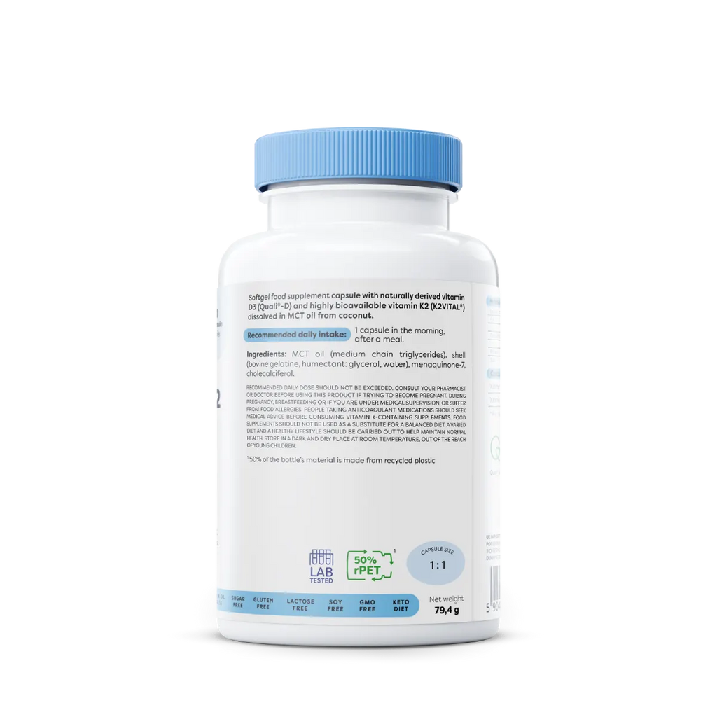 Osavi D3 4000 IU + K2 vitamiin 120 kapslit – pakendi külg