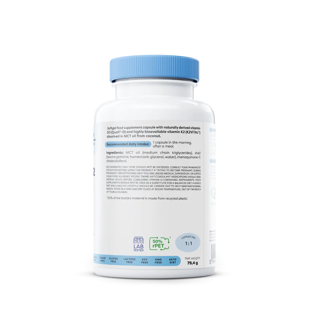 Osavi D3 4000 IU + K2 vitamiin 120 kapslit – pakendi külg